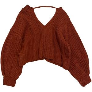 Burnt orange cropped sweater with back or neck line